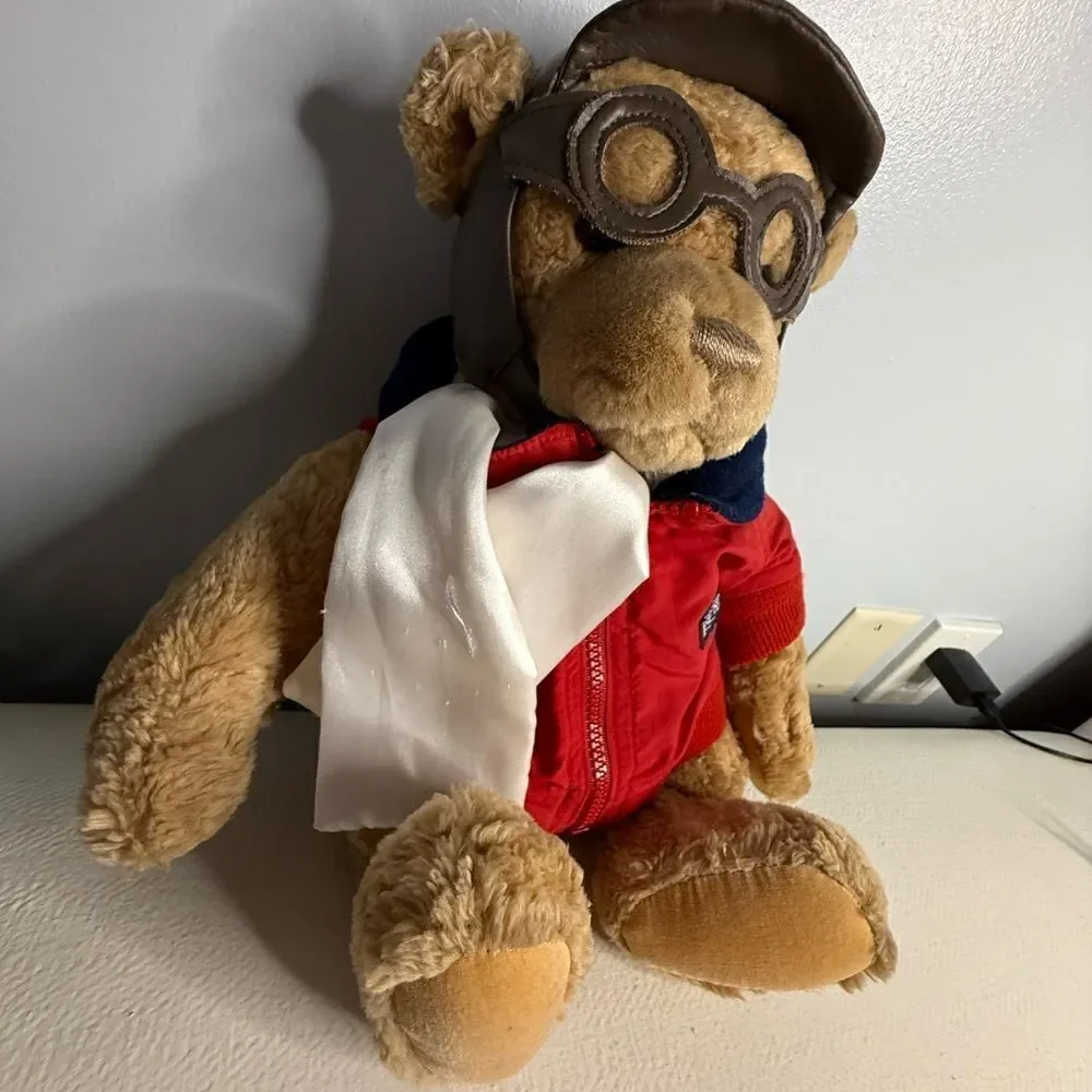 VTG 1997 Lands' End Limited edition Gund Bear Bearon Von Oops Pilot Aviator